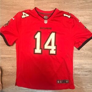 Nike Buccaneers Godwin #14 Red Football Jersey with Black Trim